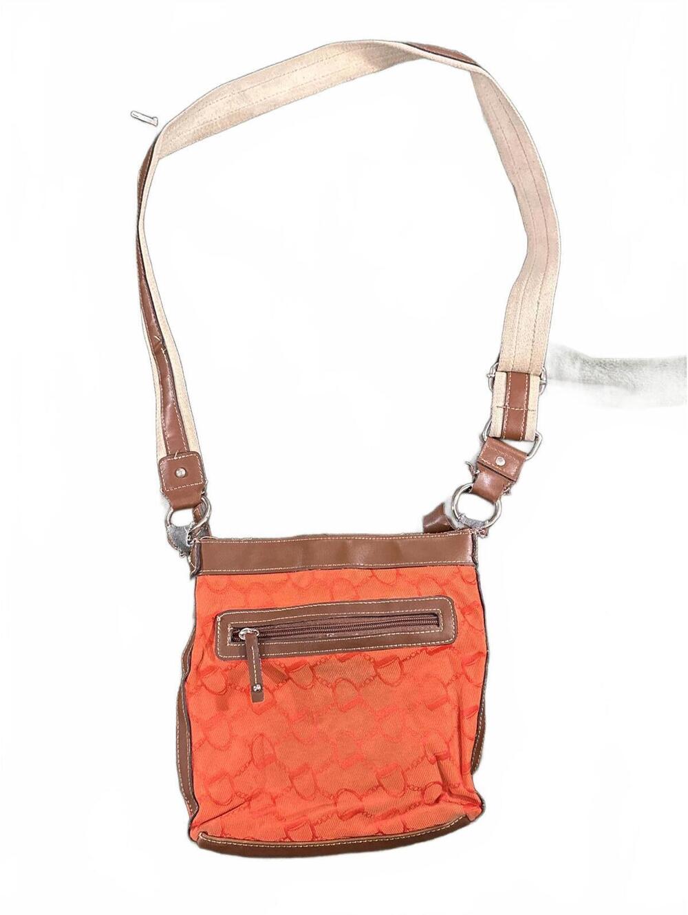 CHAPS Orange Purse w/ Leather and Tan Details